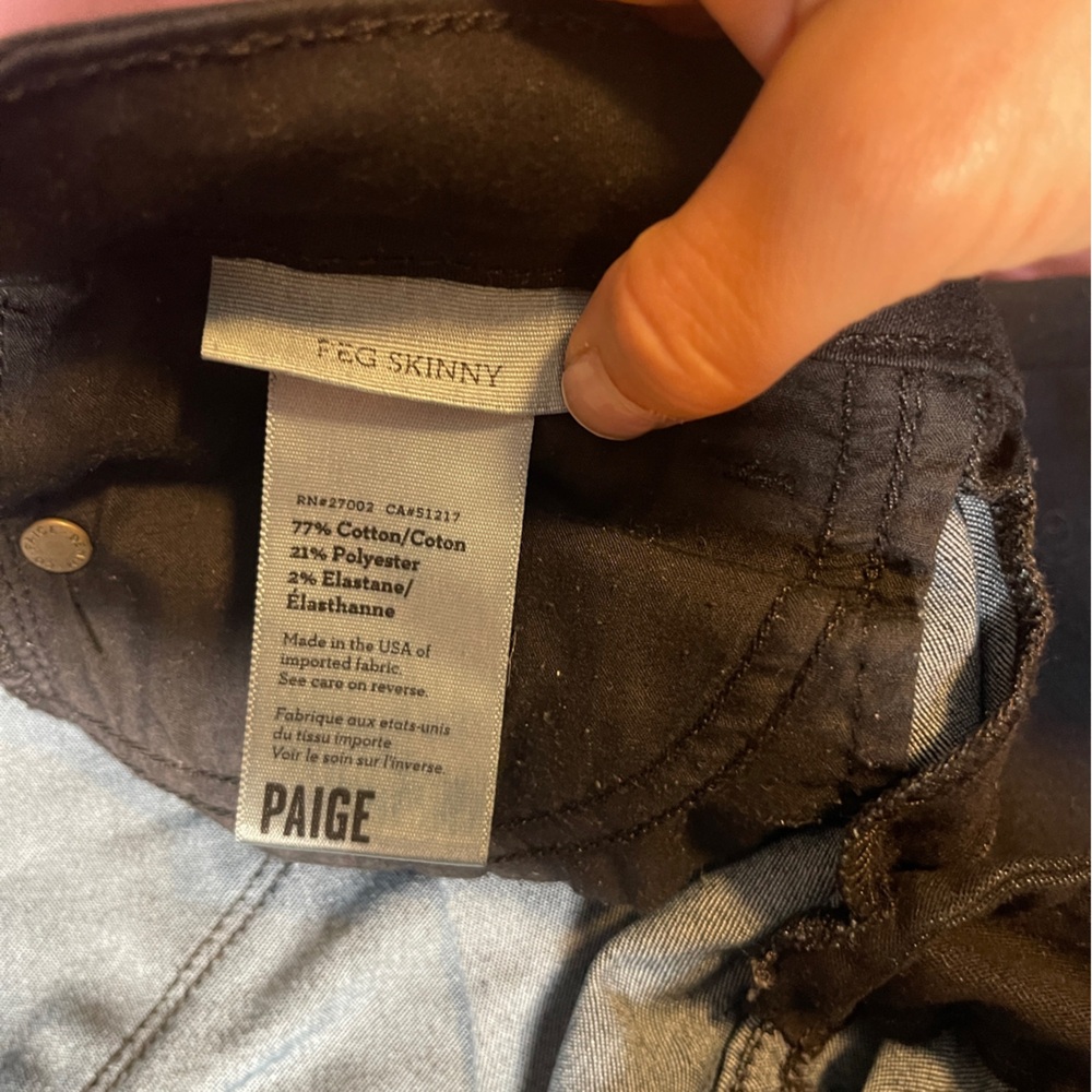 Paige Peg Skinny - Black Skinny Jeans Raw Hem - Size 25 - Picture 6 of 8